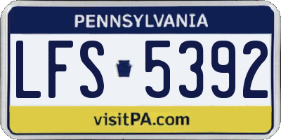 PA license plate LFS5392