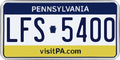PA license plate LFS5400
