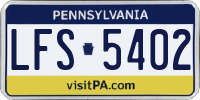 PA license plate LFS5402