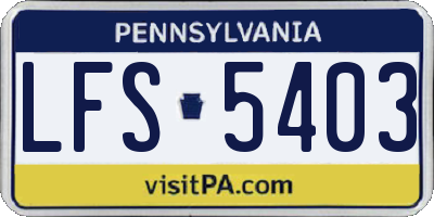 PA license plate LFS5403