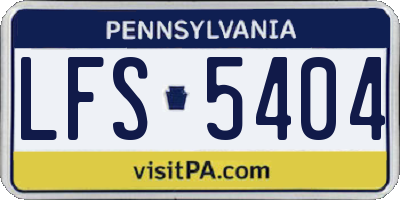 PA license plate LFS5404