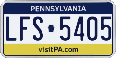 PA license plate LFS5405