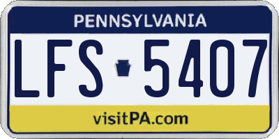 PA license plate LFS5407
