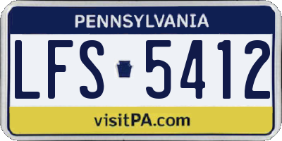 PA license plate LFS5412
