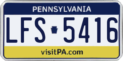 PA license plate LFS5416