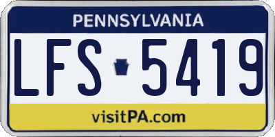 PA license plate LFS5419