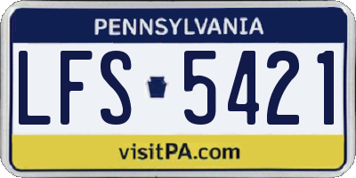 PA license plate LFS5421