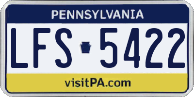 PA license plate LFS5422
