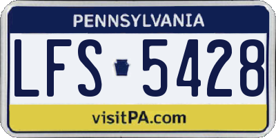 PA license plate LFS5428