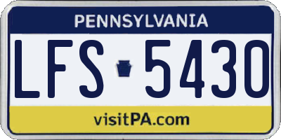PA license plate LFS5430