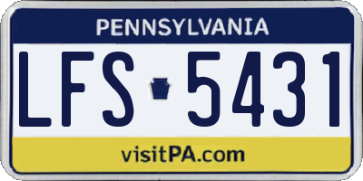 PA license plate LFS5431