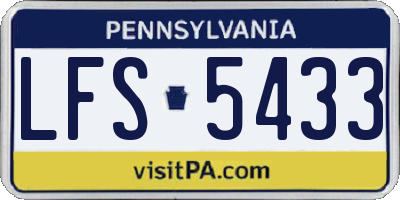 PA license plate LFS5433