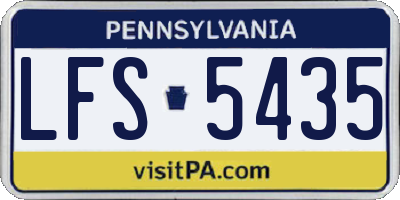 PA license plate LFS5435