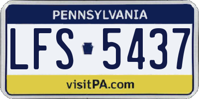 PA license plate LFS5437