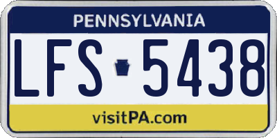 PA license plate LFS5438