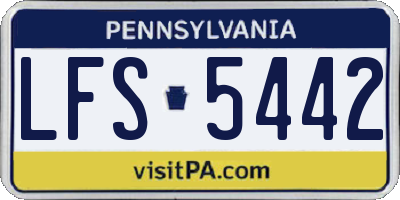 PA license plate LFS5442
