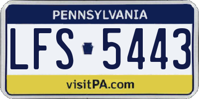 PA license plate LFS5443