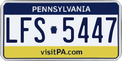 PA license plate LFS5447
