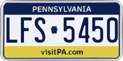 PA license plate LFS5450