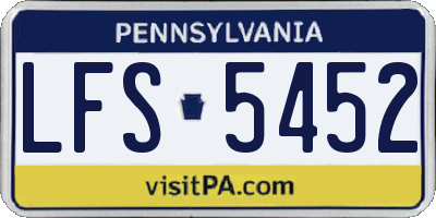 PA license plate LFS5452
