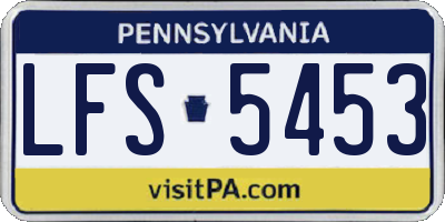PA license plate LFS5453