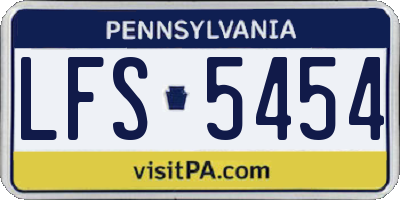 PA license plate LFS5454