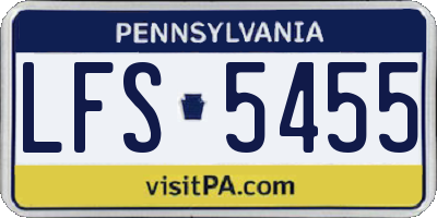 PA license plate LFS5455