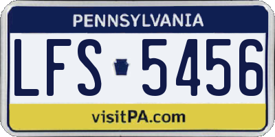 PA license plate LFS5456