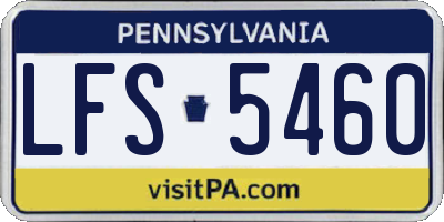 PA license plate LFS5460