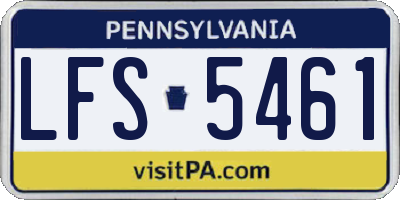 PA license plate LFS5461