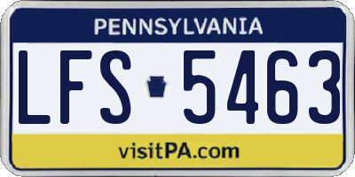 PA license plate LFS5463