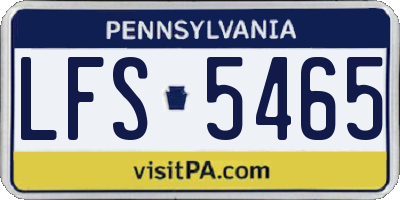 PA license plate LFS5465