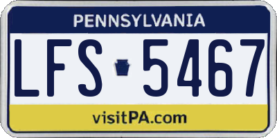 PA license plate LFS5467