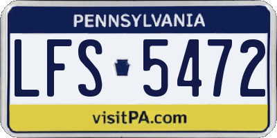 PA license plate LFS5472