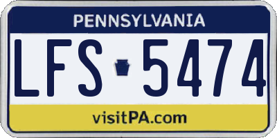 PA license plate LFS5474