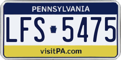 PA license plate LFS5475