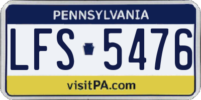 PA license plate LFS5476