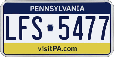 PA license plate LFS5477
