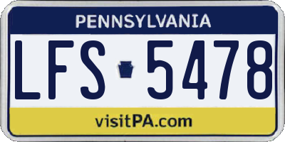 PA license plate LFS5478