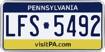 PA license plate LFS5492