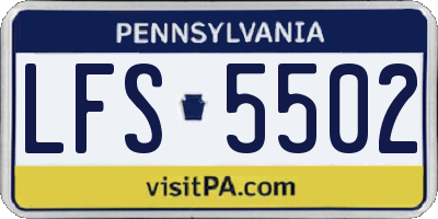 PA license plate LFS5502