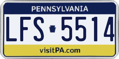 PA license plate LFS5514