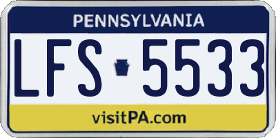 PA license plate LFS5533