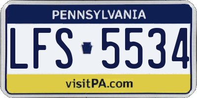 PA license plate LFS5534