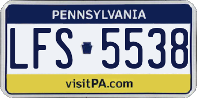 PA license plate LFS5538