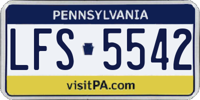 PA license plate LFS5542