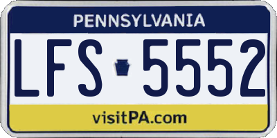 PA license plate LFS5552