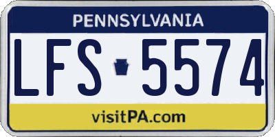 PA license plate LFS5574