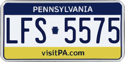 PA license plate LFS5575