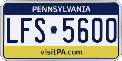 PA license plate LFS5600
